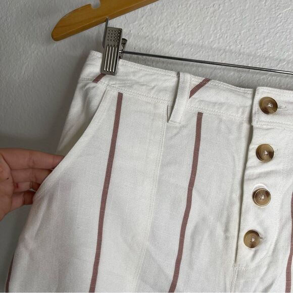 Oneill Striped Button Fly Shorts White High Waisted Size 28 - Picture 2 of 5